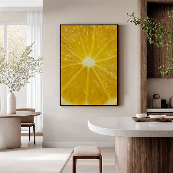 Lemon Wall Art Print, Modern Kitchen Decor