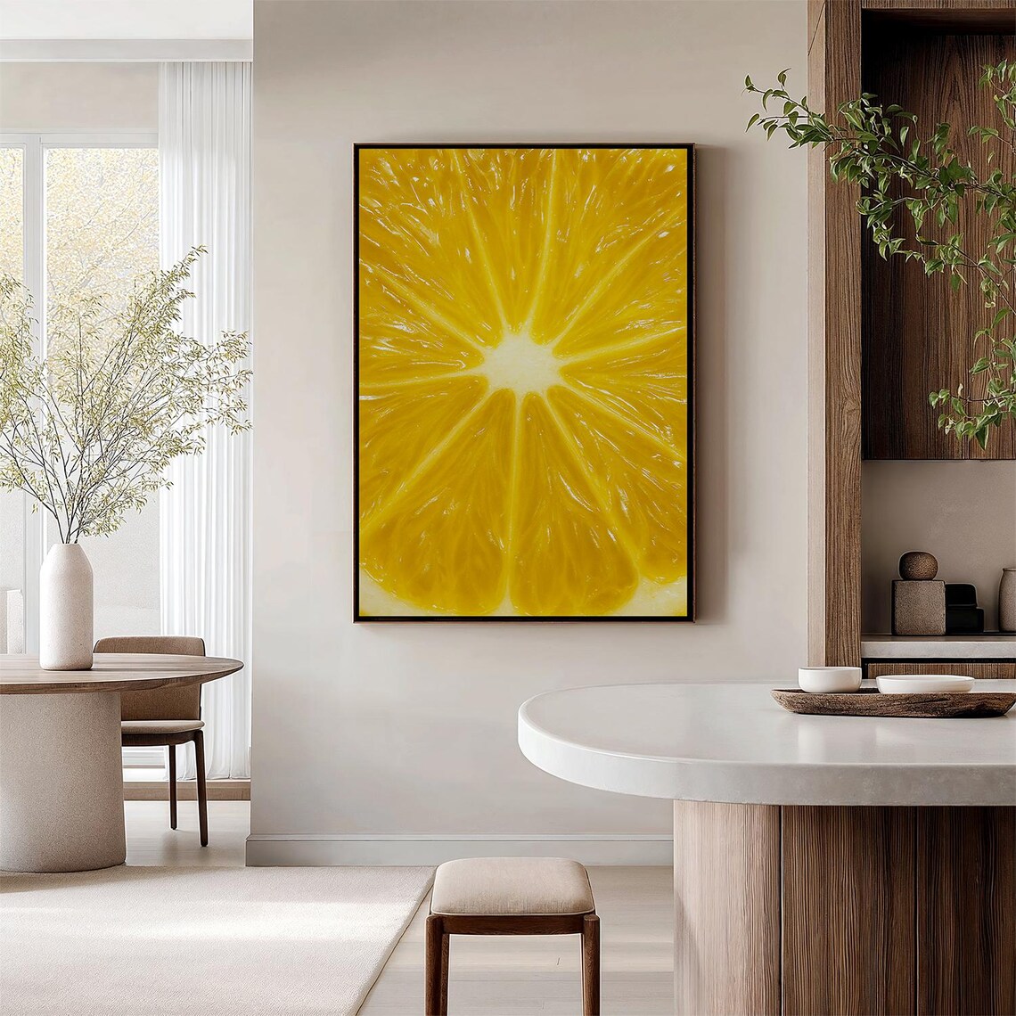Lemon Wall Art Print, Modern Kitchen Decor
