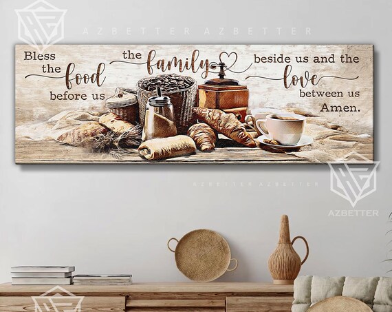 Bless The Food Before Us Family Kitchen Grace Coffee Art Poster
