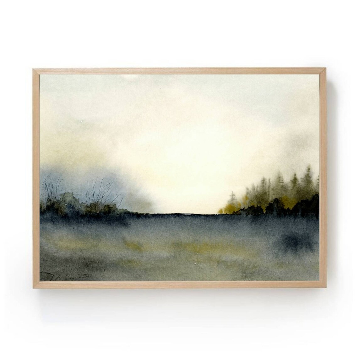 Misty Forest Watercolor Pine Tree Art Print