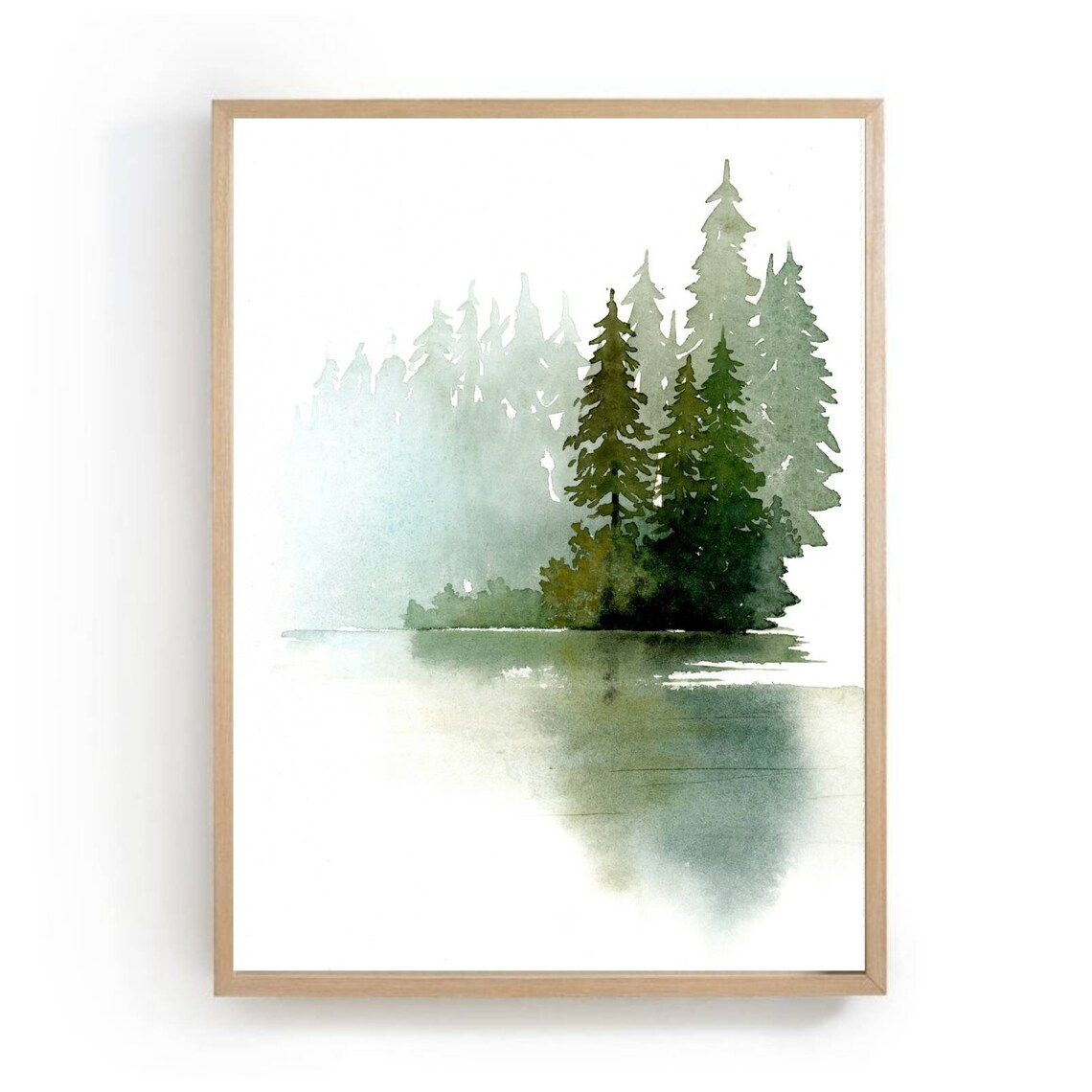 Pine Forest Watercolor Abstract Landscape Art Print