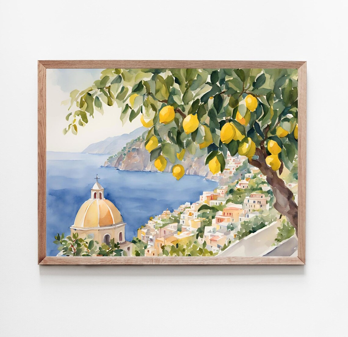 Positano Watercolor Painting, Amalfi Coast Art Print