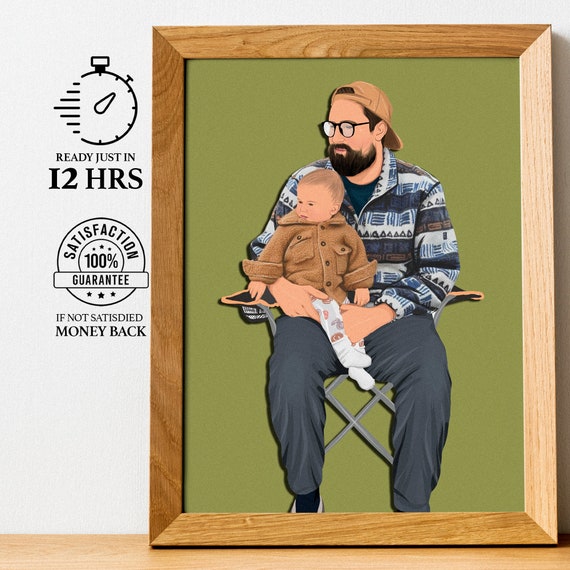 Personalized Gift For Dad Custom Gifts Photo Illustration Boyfriend Gift Girlfriend Gift Gift For Her Gift For Him