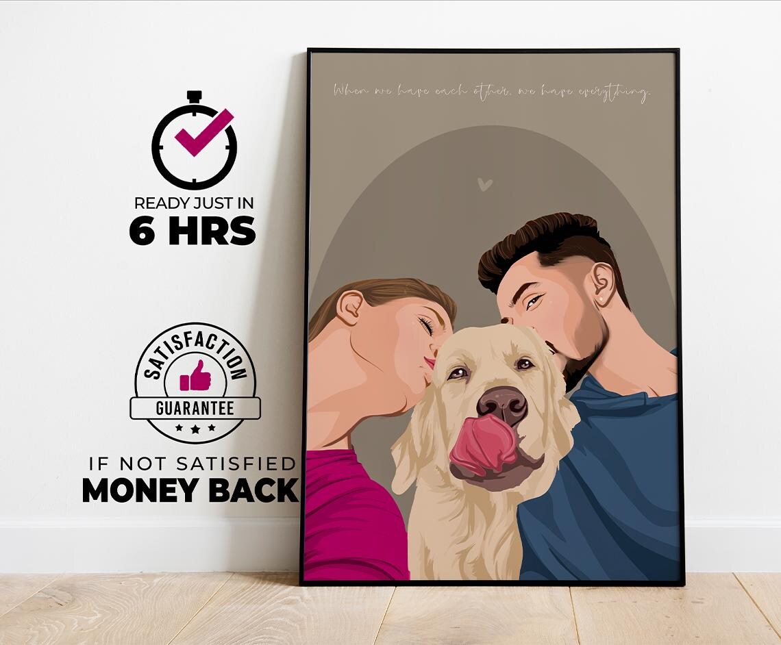 Couple Portrait Gift For Valentine, Custom Portrait Art Print