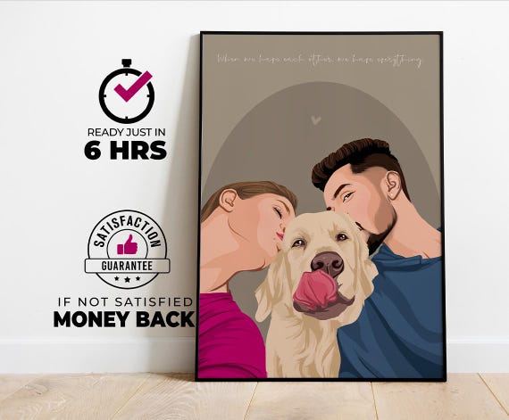 Couple Portrait Gift For Valentine, Custom Portrait Art Print