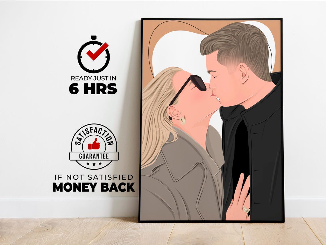 Personalised Engagement Gifts For Couple Custom Couple Portrait Family Portrait Painting From Photo Gift For Her Illustration