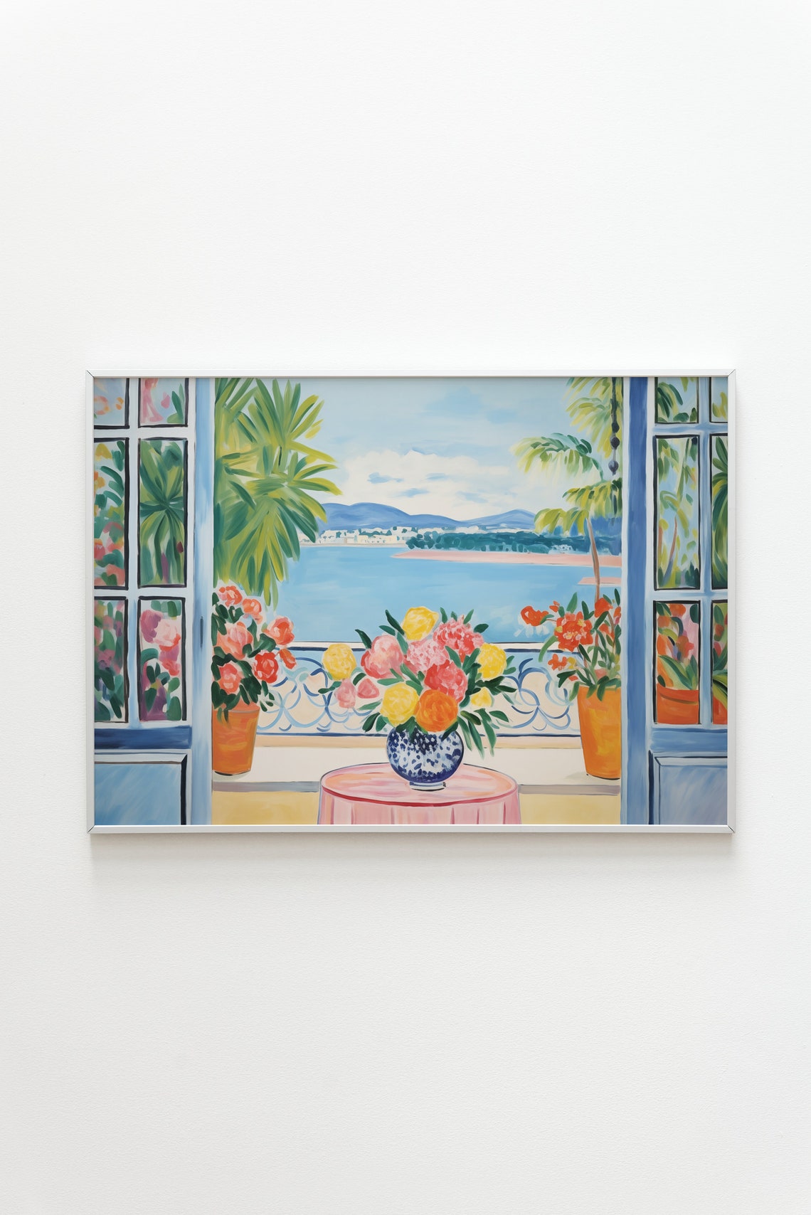 Henri Matisse Style Blue Window Flower Balcony Calm Bay Poster - Image 5