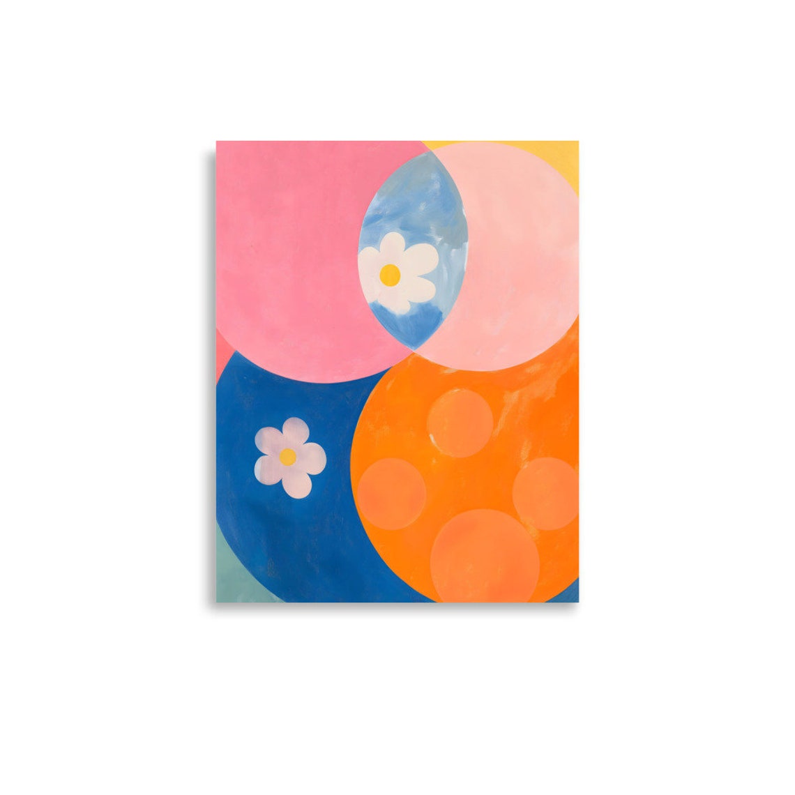 Hilma af Klint Style Bold Circles Flowers Pink Blue Orange Poster - Image 4