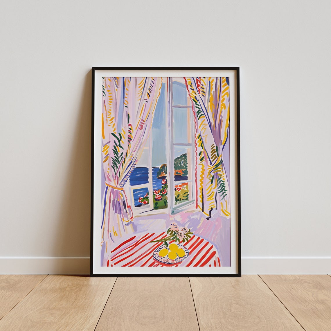 Henri Matisse Style Open Window Patterned Curtains Lemon Poster - Image 5