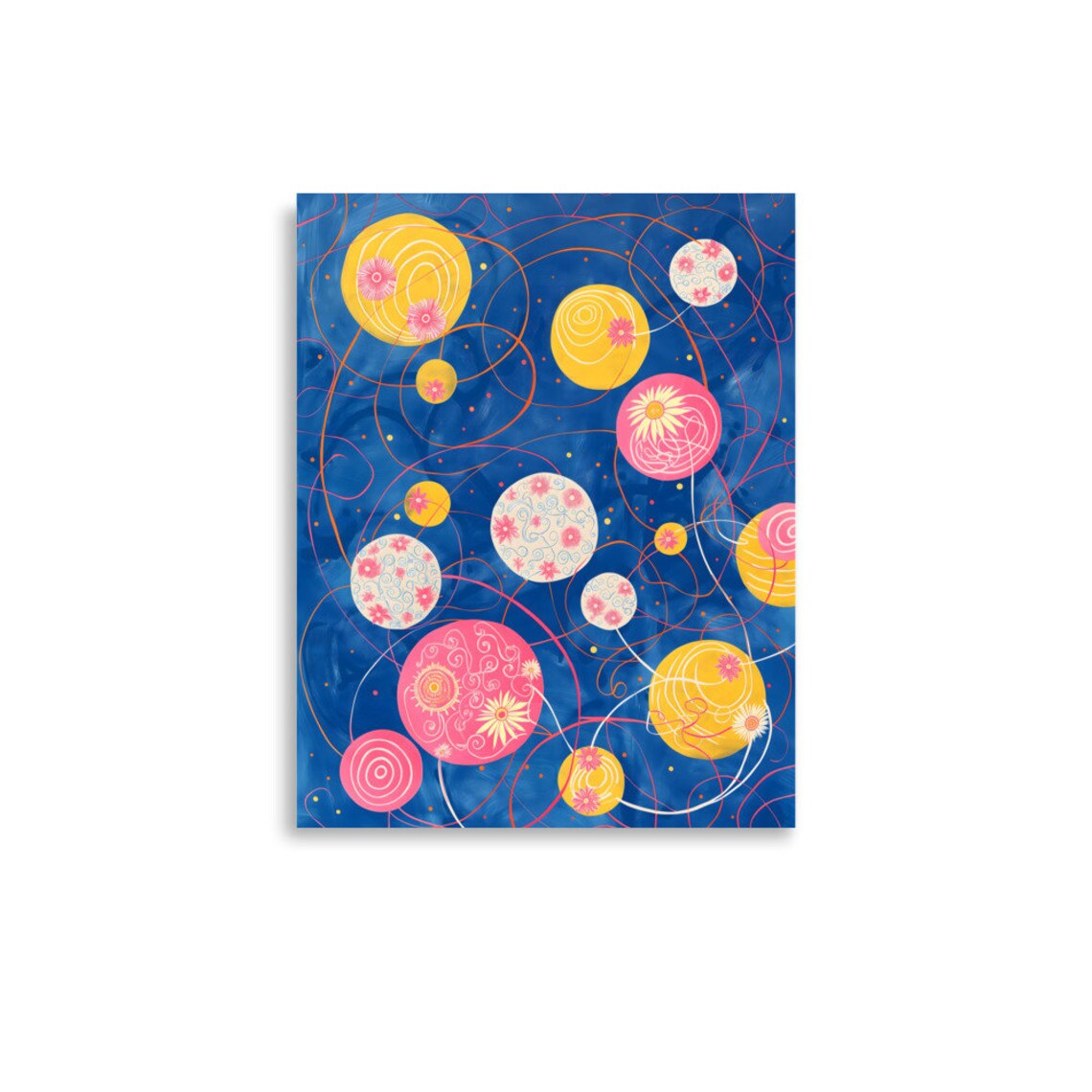 Hilma af Klint Style Celestial Circles Blue Floral Orbs Art Poster - Image 4