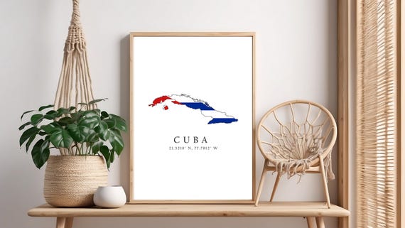 Map Print Flag Latitude Longitude Coordinates Poster Wall Art Home Dcor