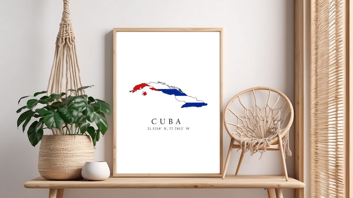 Map Print Flag Latitude Longitude Coordinates Poster Wall Art Home Dcor