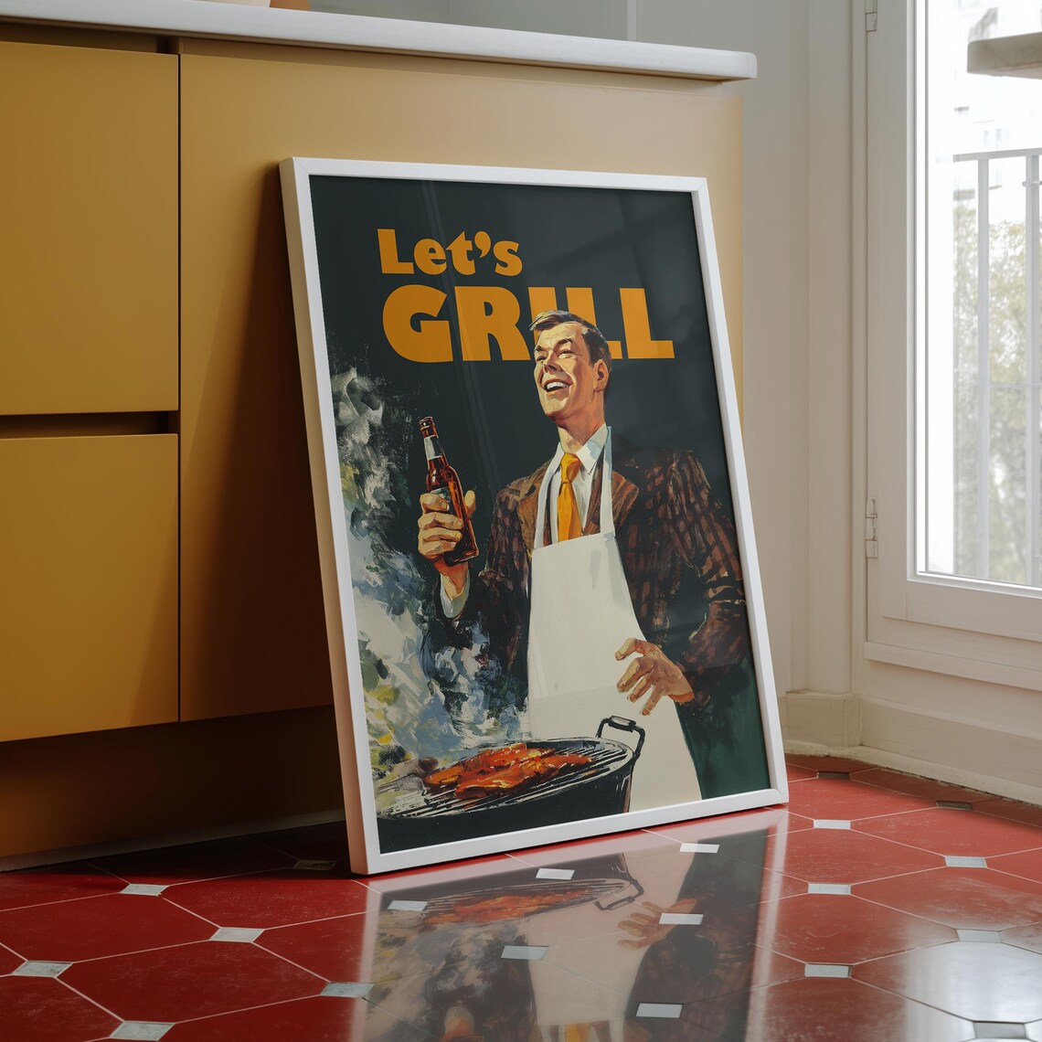 Retro BBQ Art, Dad Grill Gift Poster