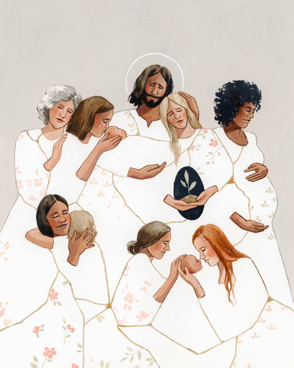 Jesus Christ Kintsugi Motherhood Art Print - Image 2