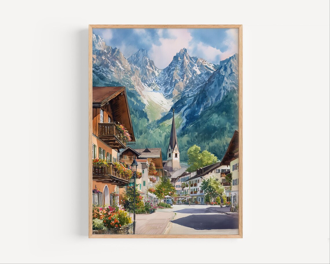 Garmisch-Partenkirchen Watercolor Travel Poster