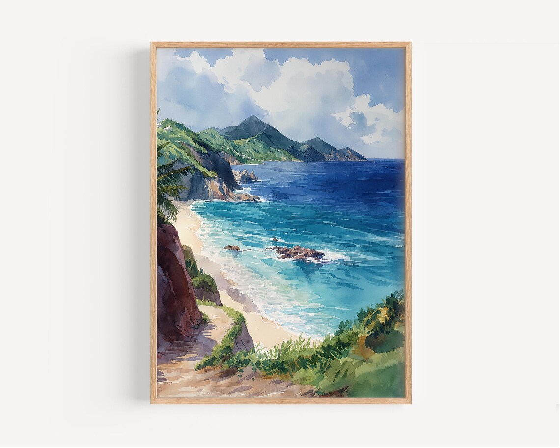 British Virgin Islands Watercolor Travel Poster