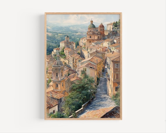 Chieti Italy Watercolor Painting Print Poster Or Canvas Cityscape Wall Art City Watercolour Travel Gift