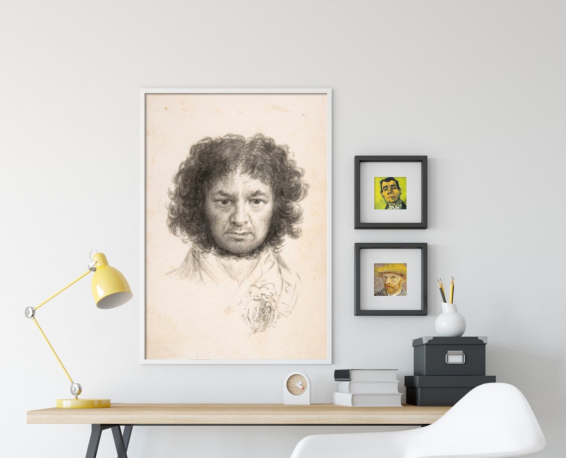 Francisco Goya Self Portrait 1795 Charcoal Sketch Study Art Print - Image 3