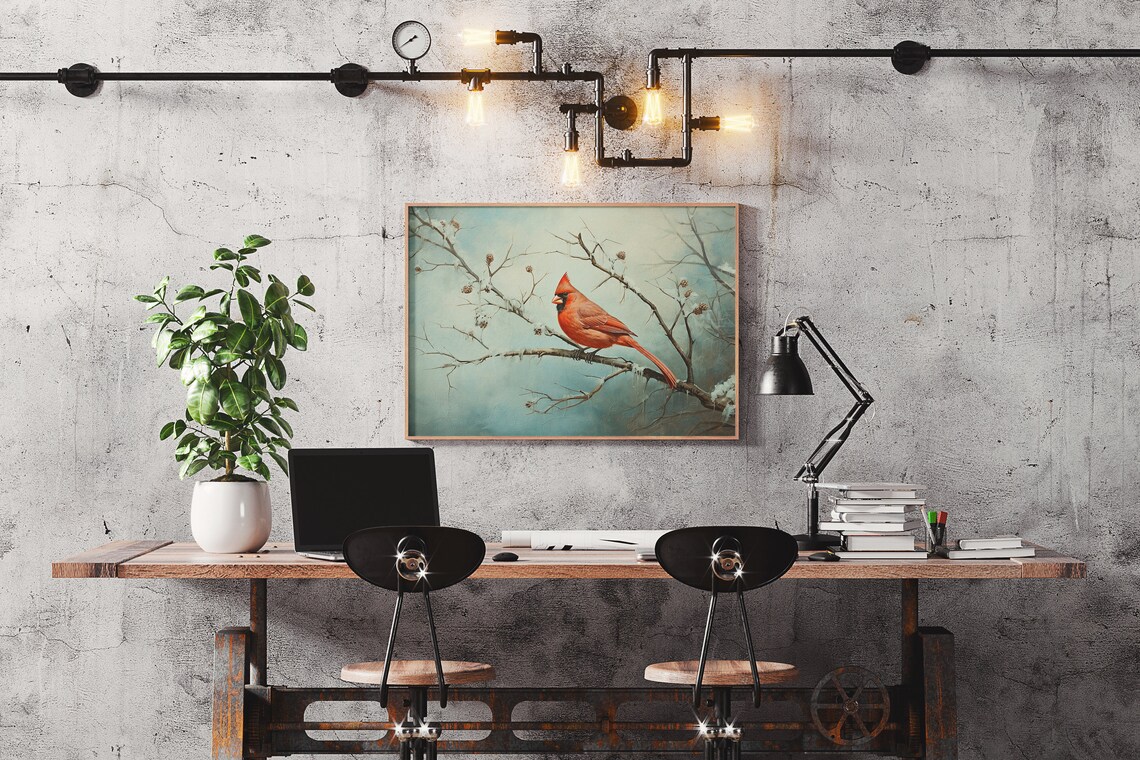 Vintage Style Christmas Cardinal Art Print - Image 2