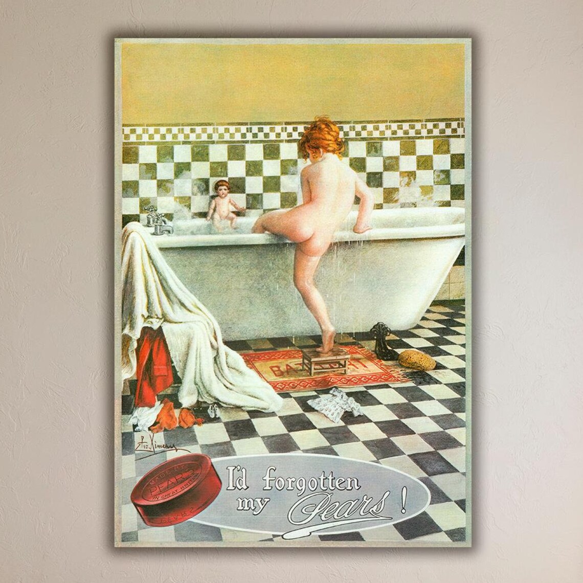 Pears Soap Vintage Poster, Bathroom Wall Art