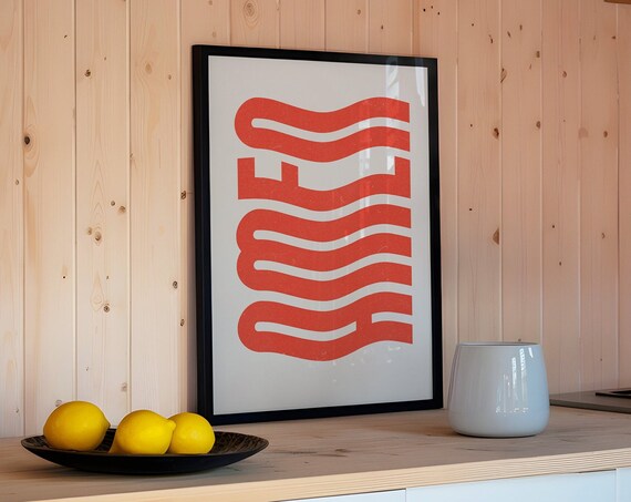 Amen Big Bold Red Wavy Retro Typography Christian Art Poster