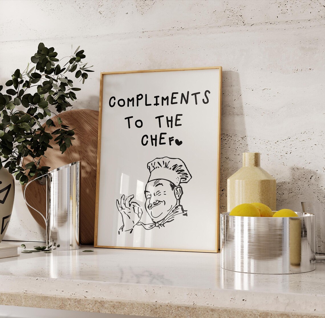 Compliments To Chef Cute Kitchen Wall Art Print - Image 2