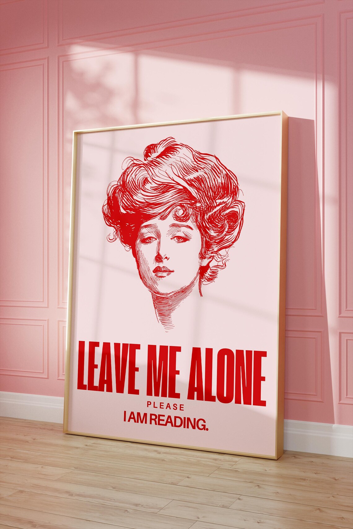 Leave Me Alone I Am Reading Vintage Red Woman Portrait Book Wall Art - Image 2