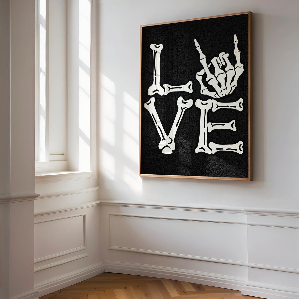 Love Bones Typography Skeleton Rock Hand Gothic Halloween Poster - Image 3