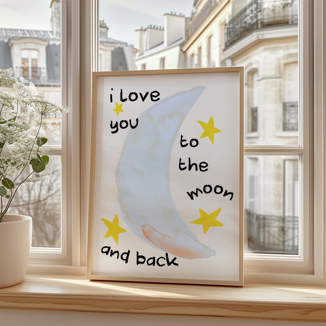 To The Moon And Back Love Print Moon Print Nursery Prints Cute Wall Prints Nursery Wall Decor Baby Room Decor - Image 2