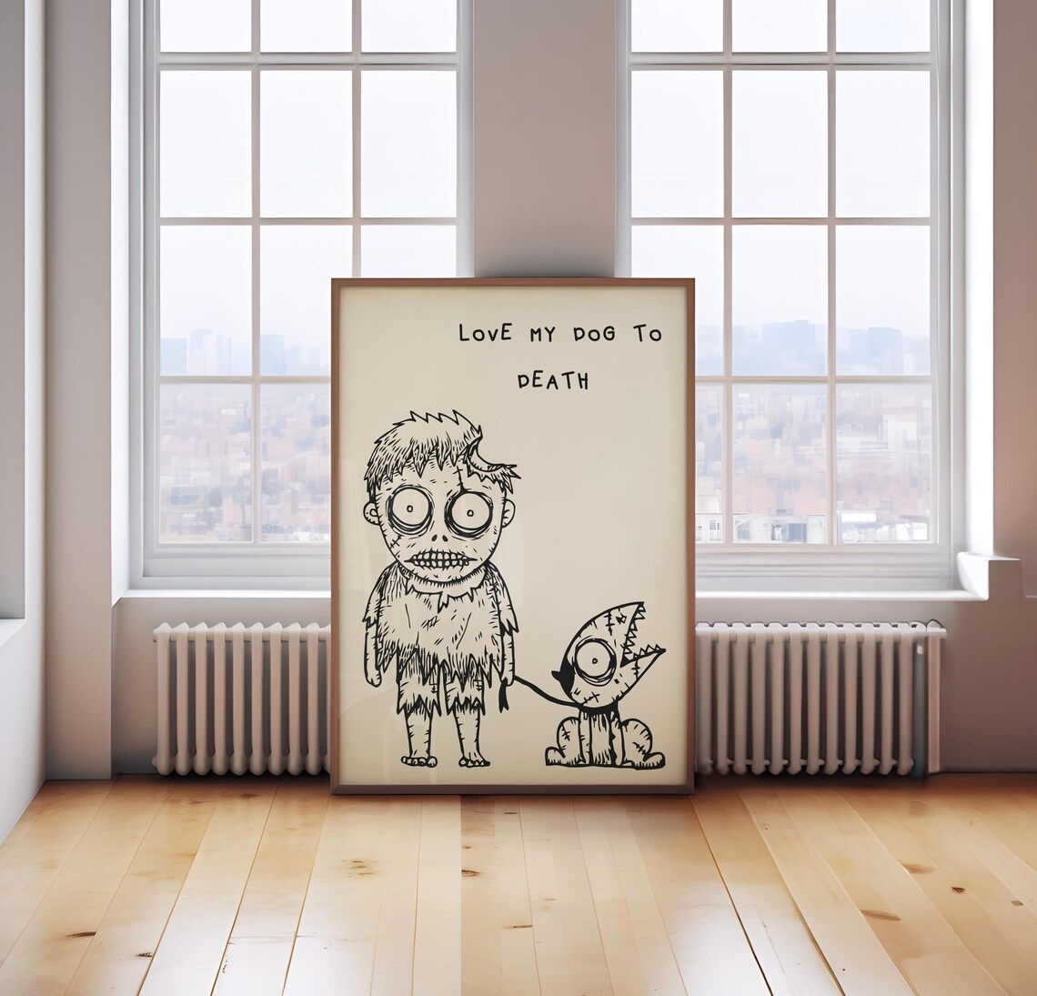 Love My Dog To Death Cute Zombie Cartoon Halloween Wall Poster - Image 2
