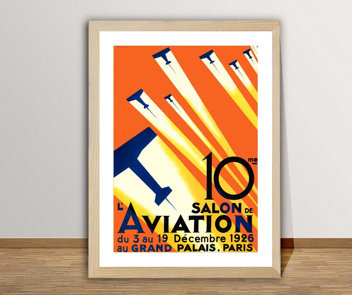 Salon De L'Aviation Paris France Vintage Travel Poster