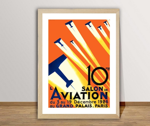 Salon De L'Aviation Paris France Vintage Travel Poster