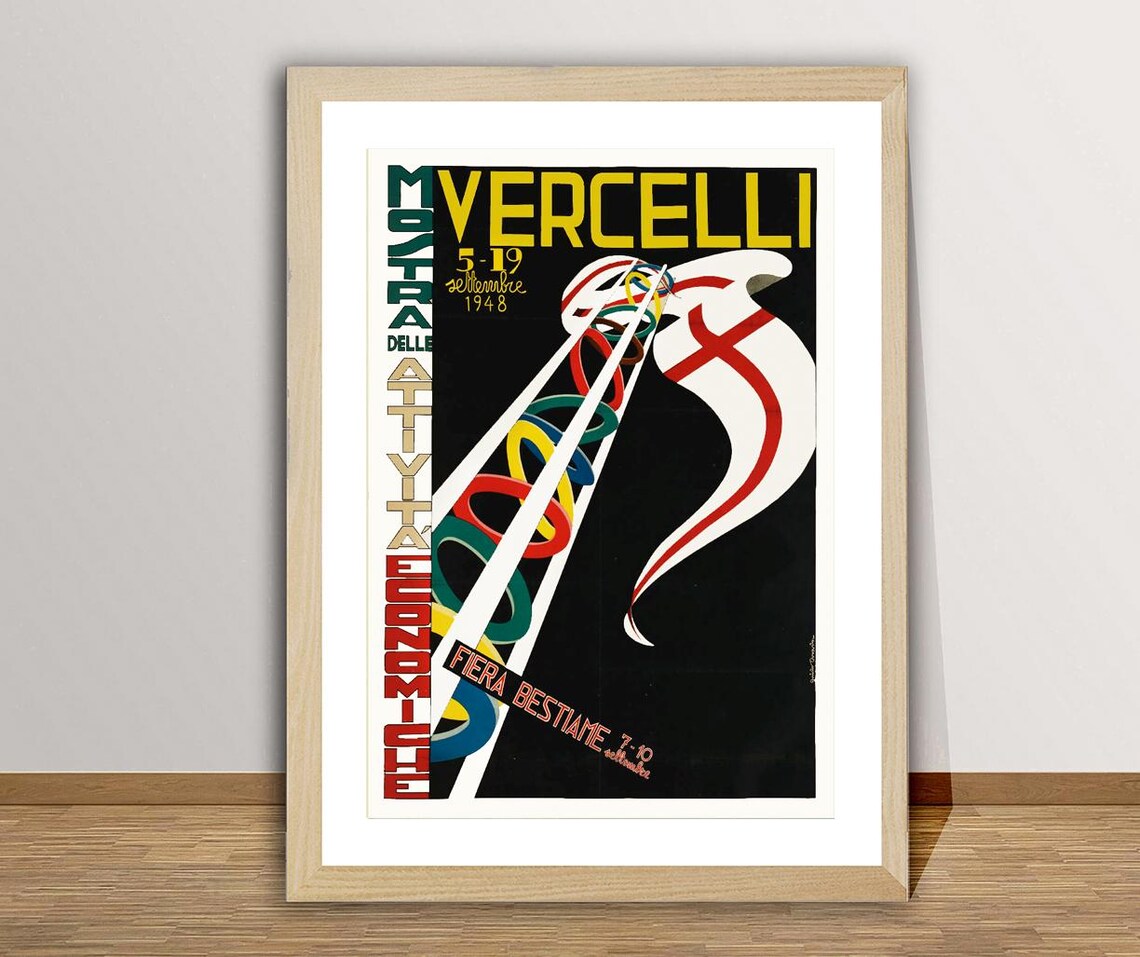 Mostra Delle Attivit Economiche Fiera Bestiame Vercelli Italy Vintage Travel Poster Travel Memoris Print Gift Idea Wall Decor