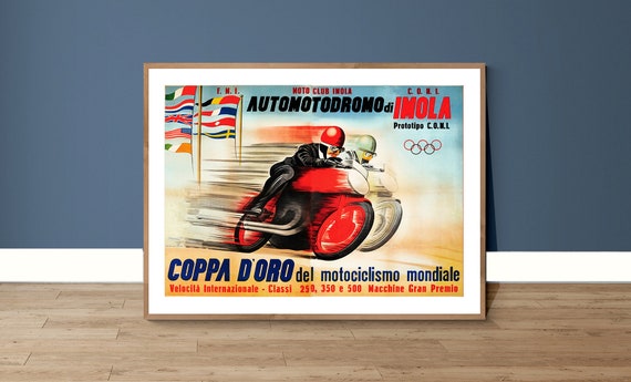 Coppa Doro Del Motociclismo Mondiale Vintage Motorcycle Poster Retro Poster Motorcycle Poster Gift Idea Wall Decor
