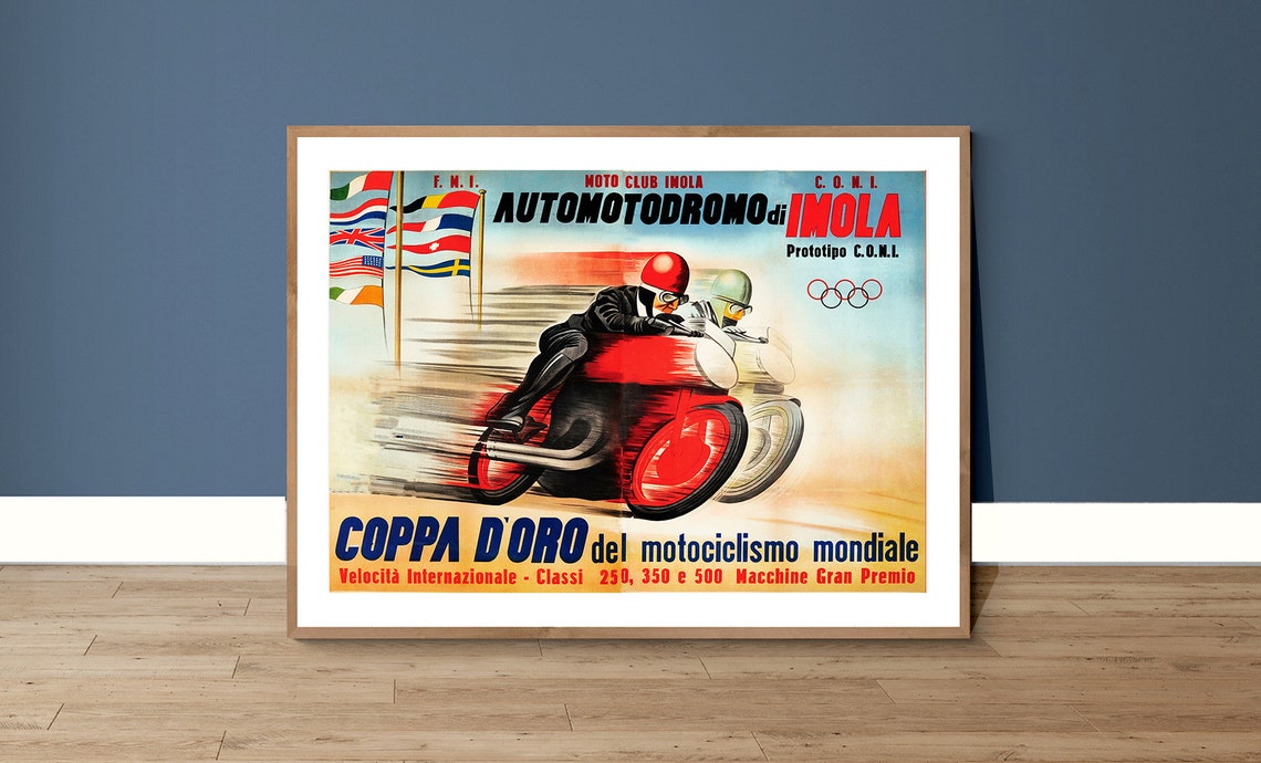 Coppa d'Oro Imola Vintage Italian Motorcycle Grand Prix Racing Poster