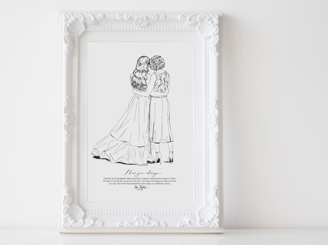 Mother of the Bride Embrace Floral Dresses Custom Illustration Poster - Image 2
