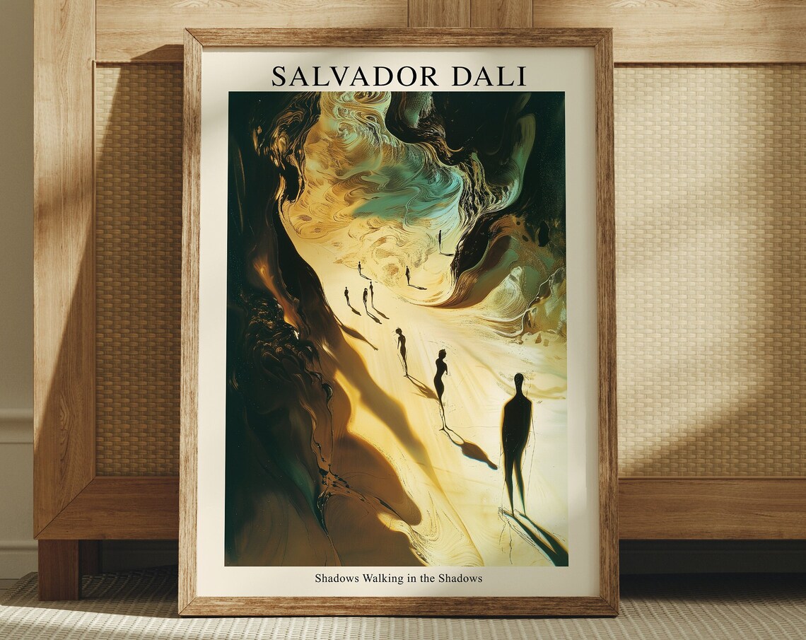 Salvador Dali Shadows Walking Dark Dream Surrealist Art Poster