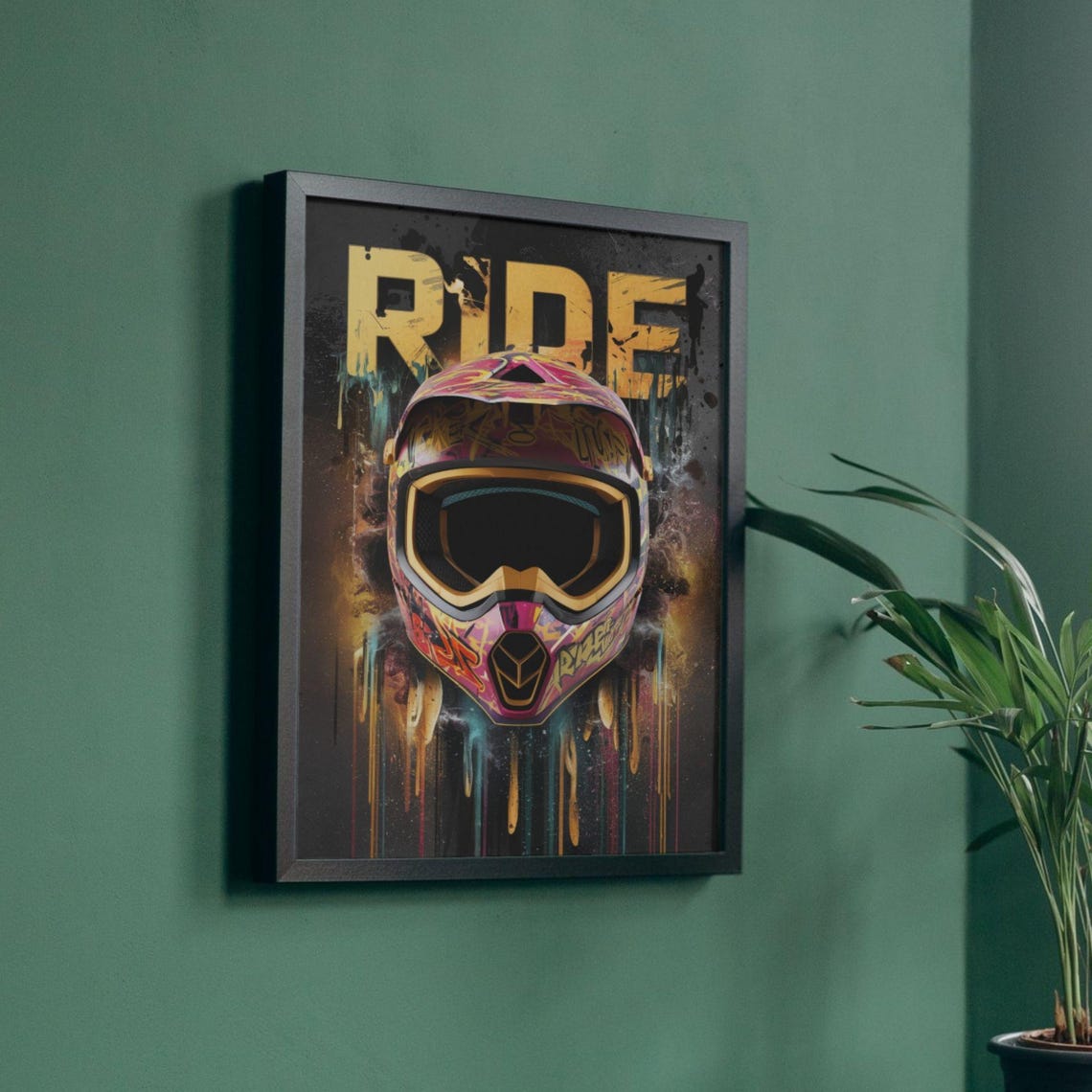 Graffiti Motocross Helmet With RIDE Text Dirt Bike Motorsport Poster - Image 2