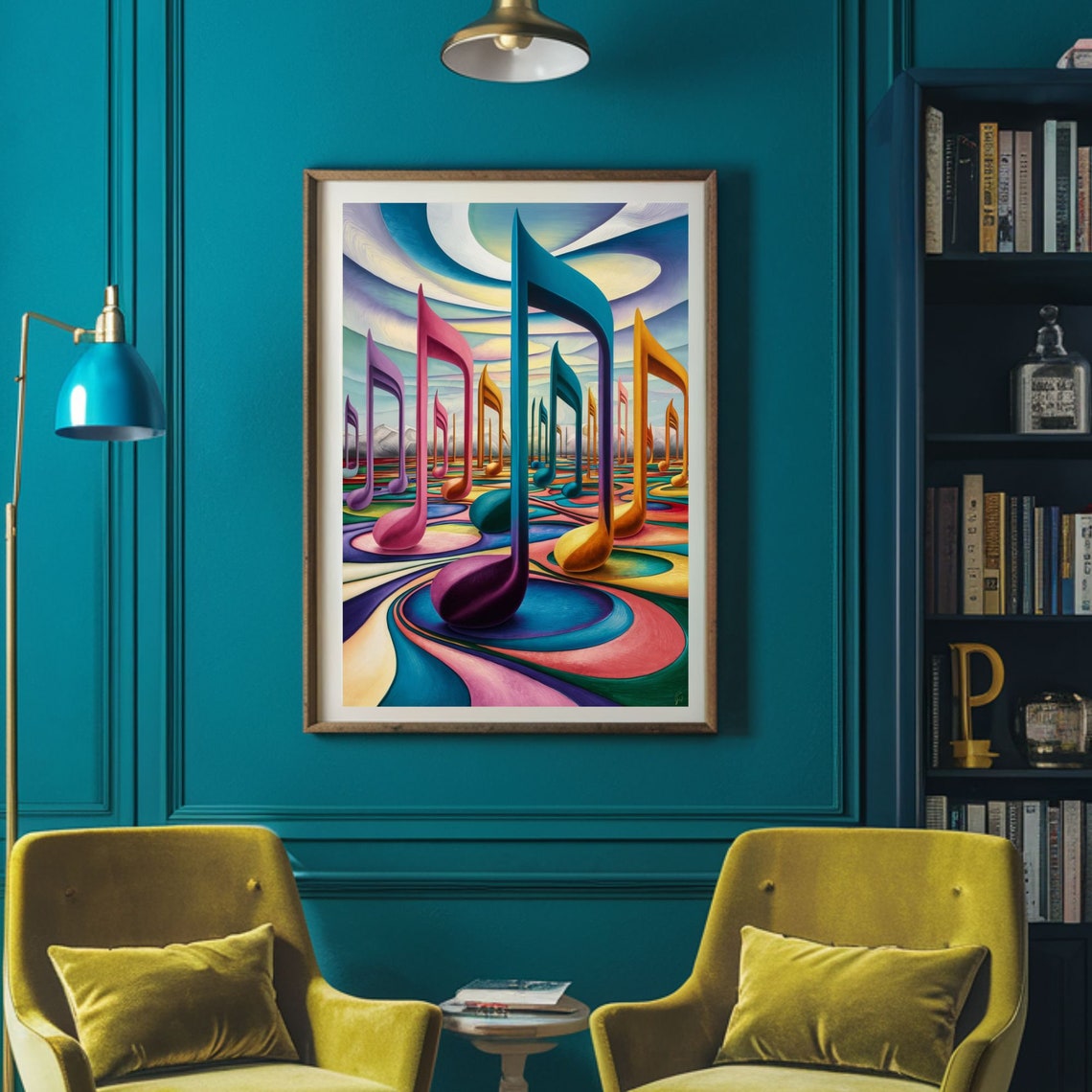 Surreal Colorful 3D Music Notes Rainbow Dreamscape Art Poster - Image 4