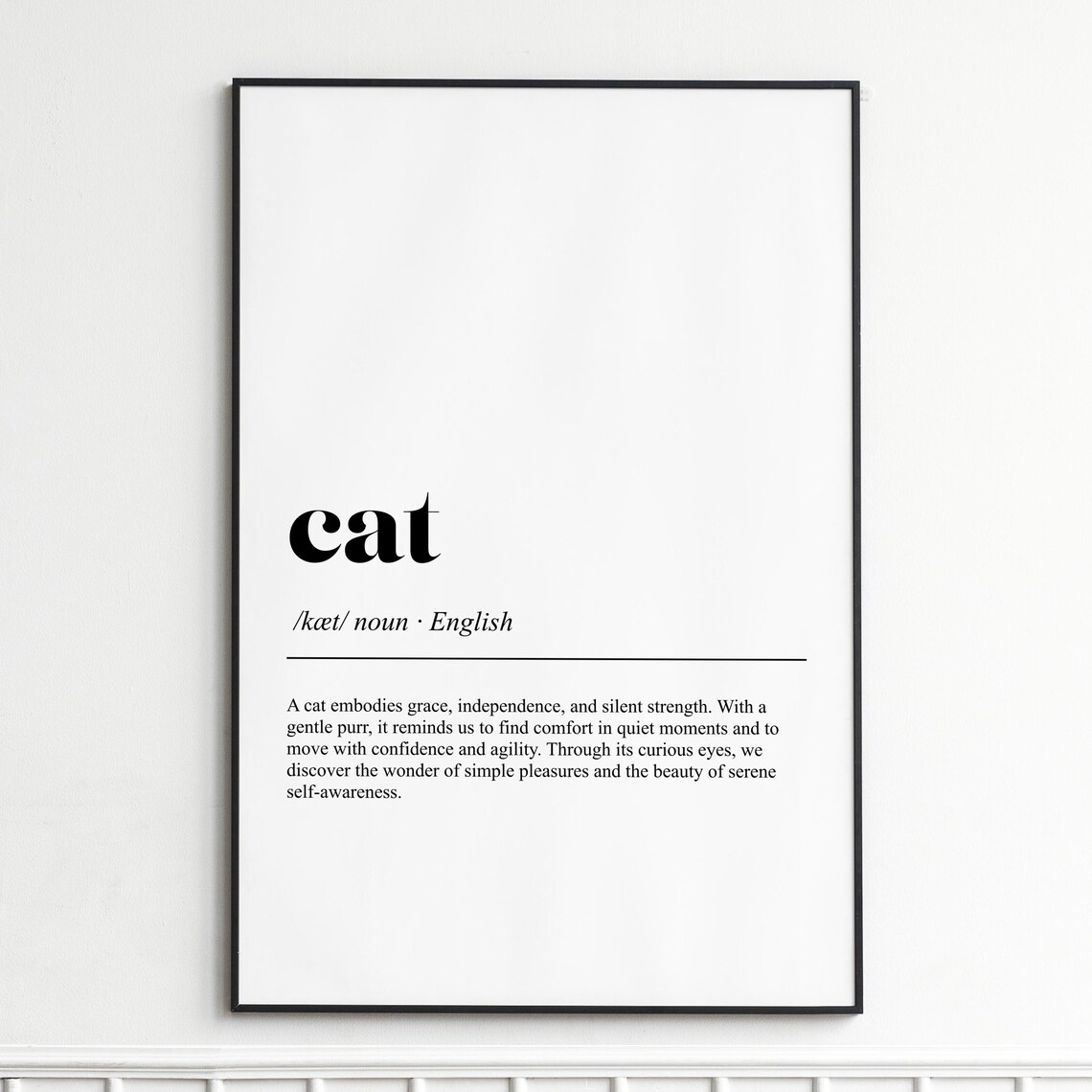 Cat Dictionary Definition Poster Grace Meaning Minimalist Feline Wall Decor