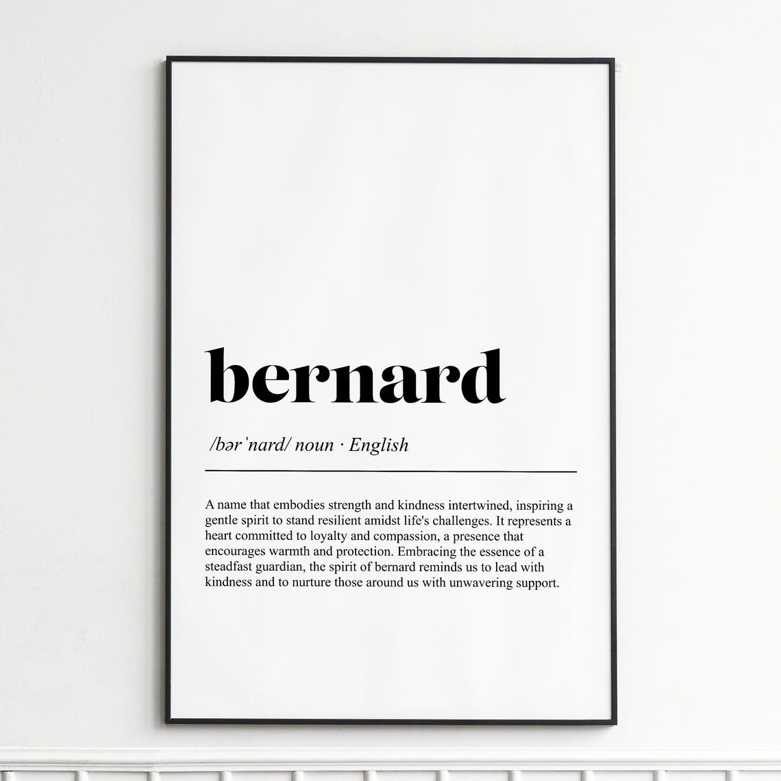 Bernard Name Definition Poster Dictionary Typography Name Wall Decor