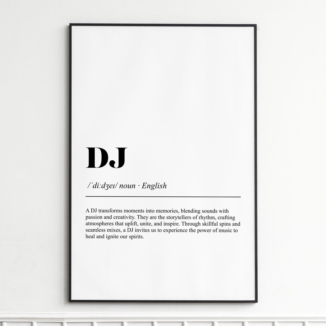 DJ Music Lover Definition Typography Black Serif Dictionary Poster