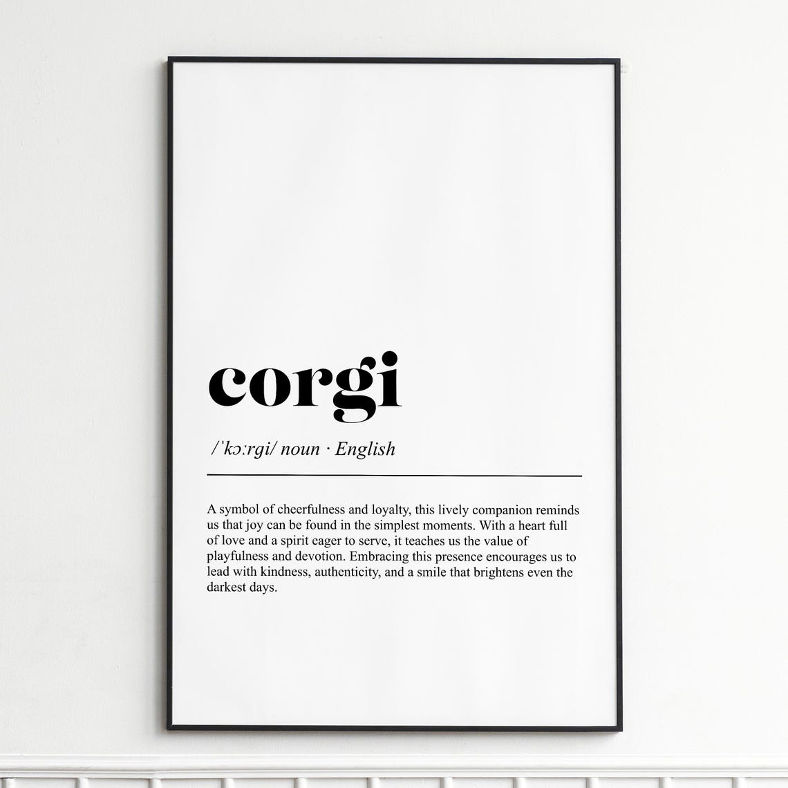 Corgi Dictionary Definition Dog Breed Typography Poster Home Decor