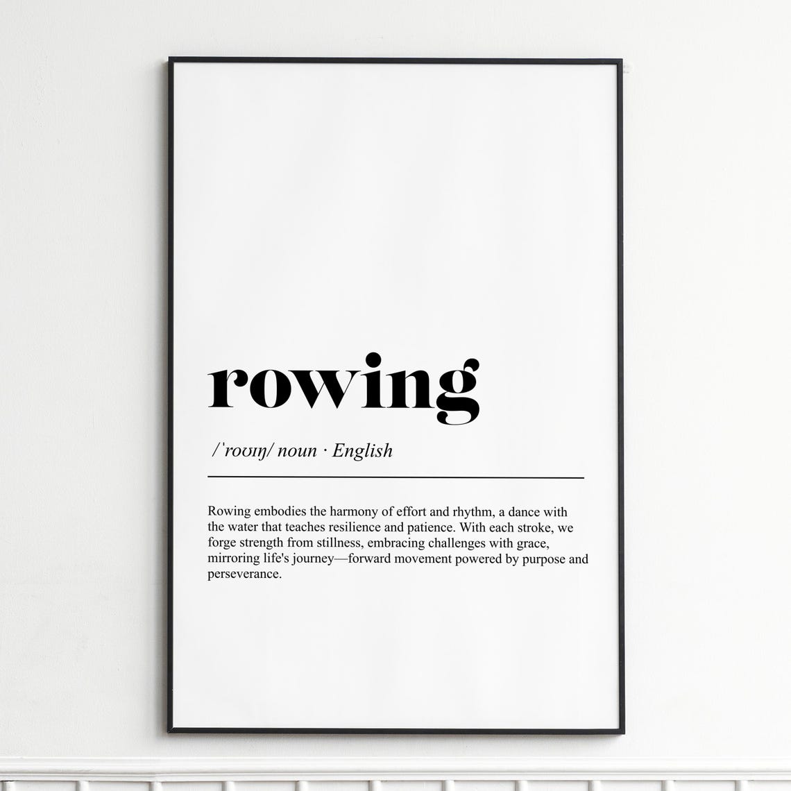 Rowing Definition Print Inspirational Dictionary Wall Art Elegant Typography Poster Home Decor