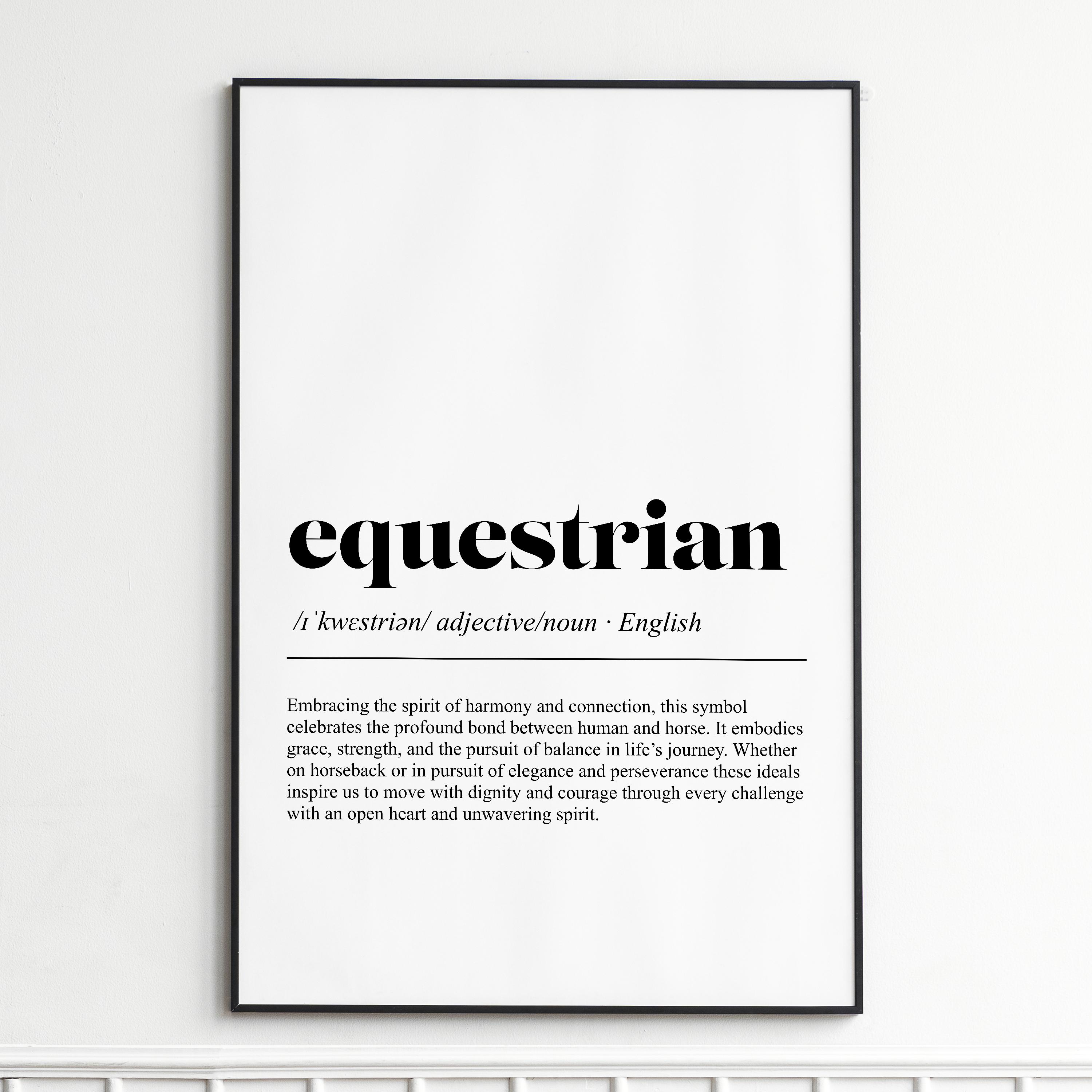Equestrian Horse Definition Dictionary Typography Sports Poster