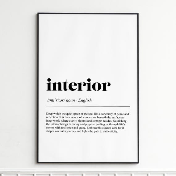 Interior Definition Print Elegant Typography Wall Art Modern Home Decor Poster Inspirational Word Quote