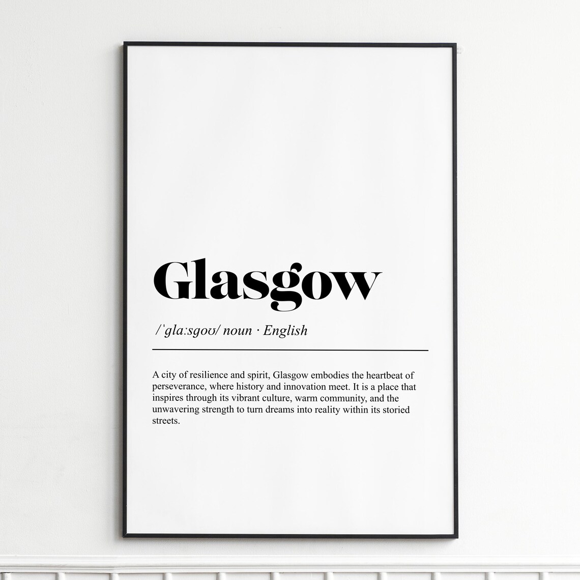 Glasgow Scotland City Spirit Definition Typography Wall Poster