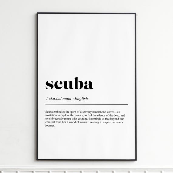 Scuba Definition Print - Minimalist Diver Gift