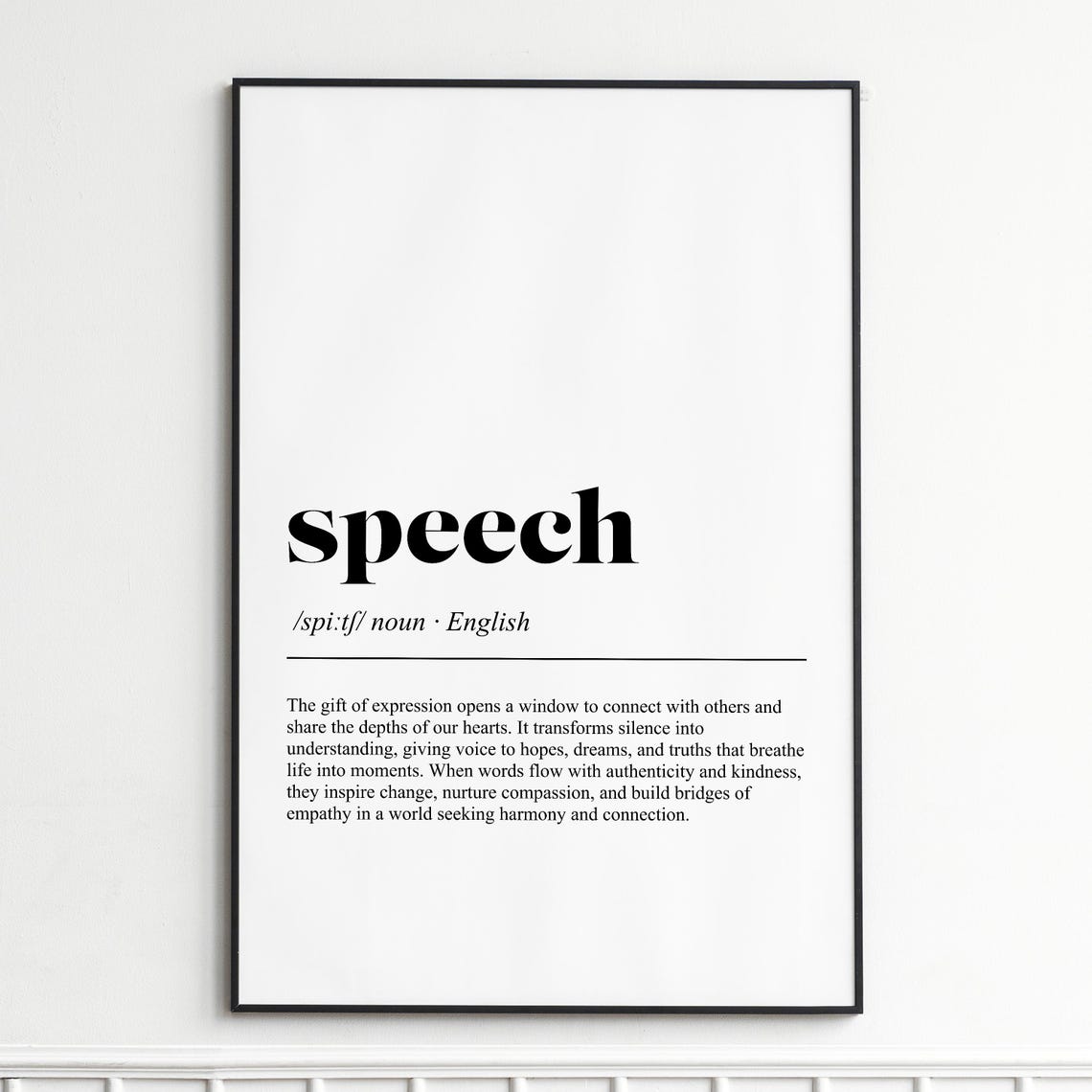 Speech Definition Minimalist Dictionary Typography Gift Poster