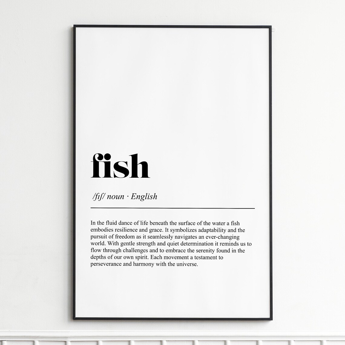 Fish Definition Print Elegant Typography Wall Art Minimalist Dictionary Poster Home Decor And